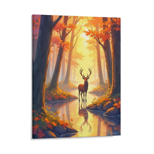Enchanted Forest Deer Canvas Wall Art