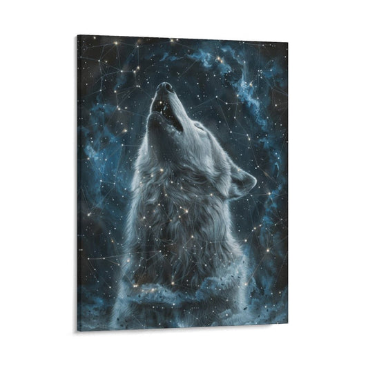 Cosmic Wolf Canvas Wall Art