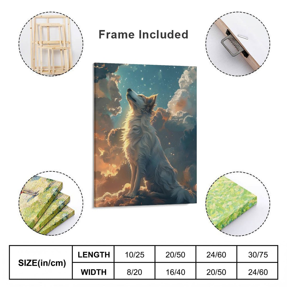 Starlit White Wolf Canvas Wall Art