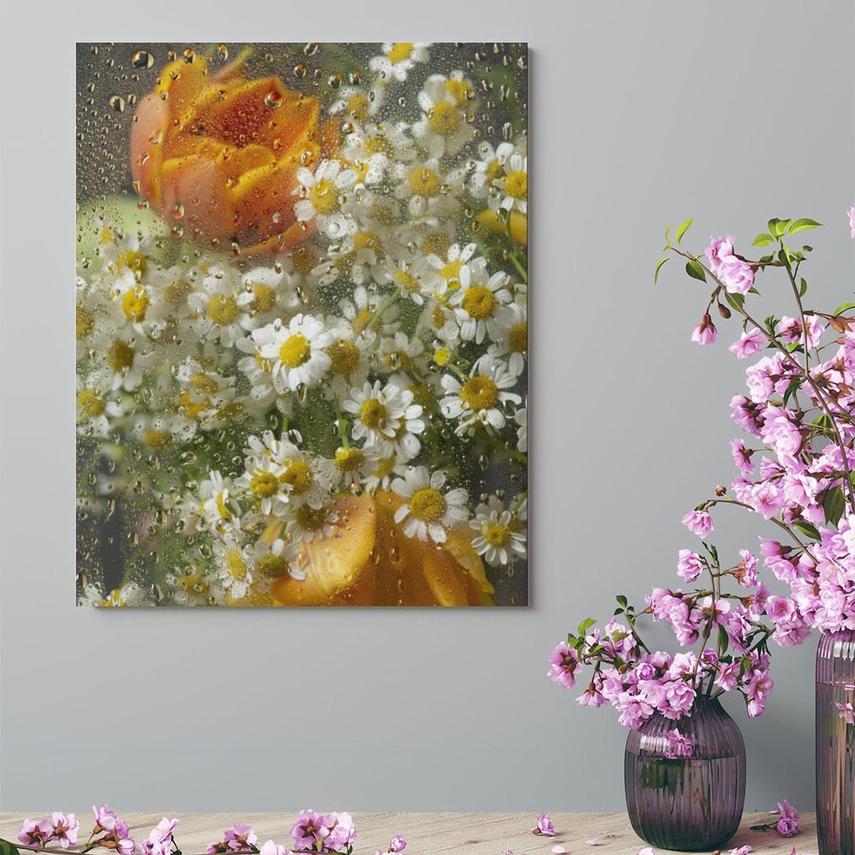After Rain Floral Shadow Canvas Wall Art - 1