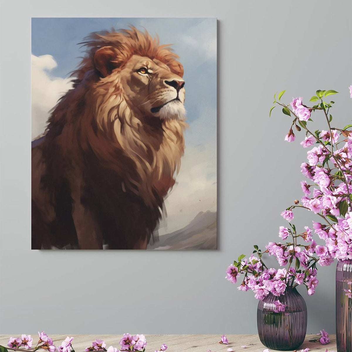 King of Wild Lion Canvas Wall Art