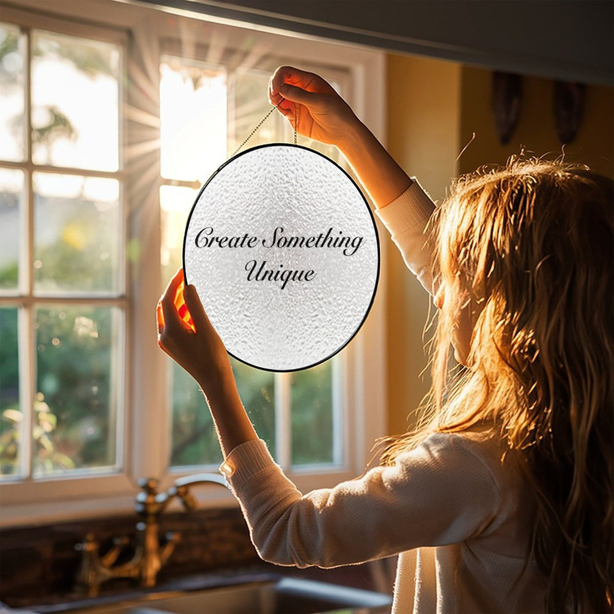 Custom Stained Glass Suncatcher – Personalized Window Hanging Decoration