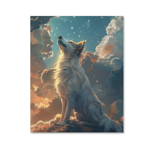 Starlit White Wolf Canvas Wall Art