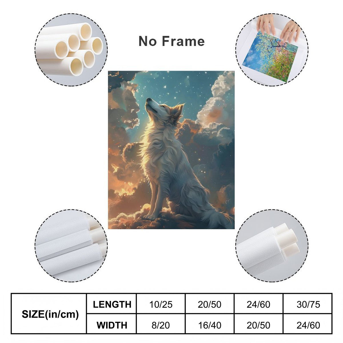 Starlit White Wolf Canvas Wall Art